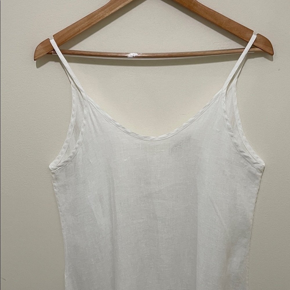 SOLD Terzo Millennio Line Slip Dress Ruffled Hem 100% Linen Made in Italy Size M - Picture 4 of 10